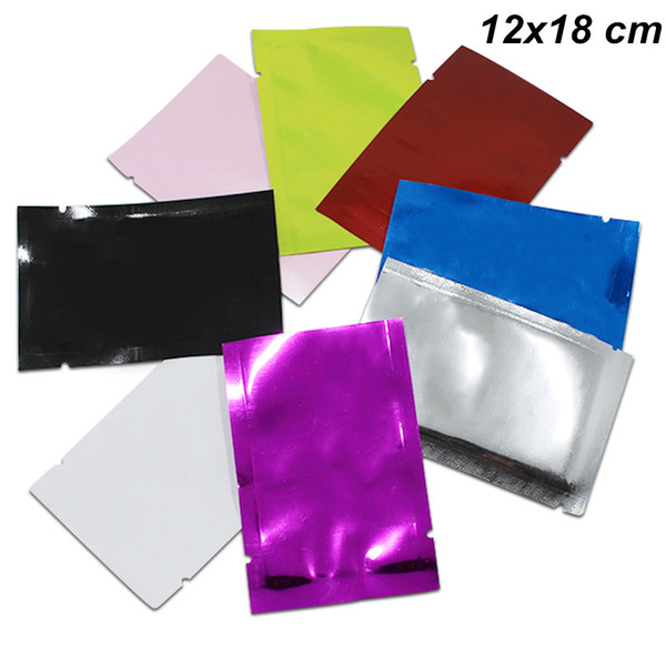 Multi Colors 12x18 cm Open Top Mylar Foil Heat Seal Vacuum Packaging Bags for Dried Nuts Fruits Aluminum Foil Tear Notch Heat Sealed Pouches