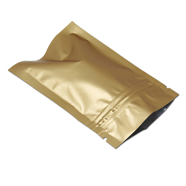 100pcs/lot Matte Golden Mylar Foil Resealable Zip Lock Bags Party Food Tea Coffee Storage Pouch Ziplock Aluminum Foil Packing Bag