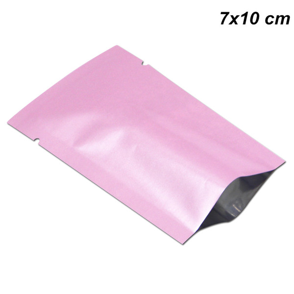 7x10 cm Pink Color Aluminum Foil Vacuum Sealable Packaging Bags Mylar Foil Heat Seal Sample Packets with Notches for Food Foil Type Baggies