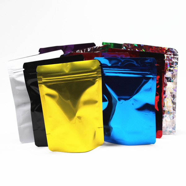 200Pcs /Lot 8.5*13cm Colorful ZipLock Stand Up Aluminum Foil Pouch Mylar Bags Resealable Doypack Food Packaging Zipper Bag