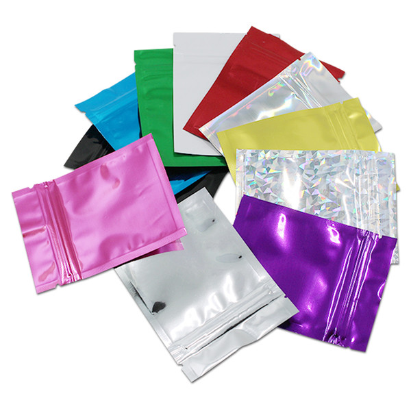 200Pcs/Lot 7.5*10cm Colorful Zipper Zip Lock Aluminum Foil Valve Packaging Bags Resealable Ziplock Food Grocery Storage Mylar Pouches Bag