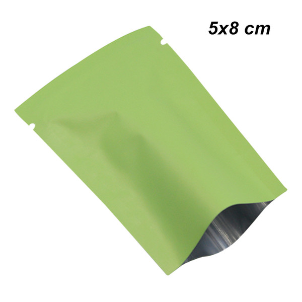 500 PCS 5x8cm Green Mylar Foil Open Top Heat Sealed Matte Food Grade Pouches Vacuum Heat Sealer Sample Packets Aluminum Foil Food Valve Wrap