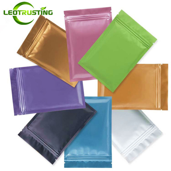 Leotrusting 100pcs/lot 8 Colors Aluminum Foil Ziplock Bag Flat Bottom Resealable Zip Mylar Bag Food Storage Bag Plastic Packing Smell Pouch