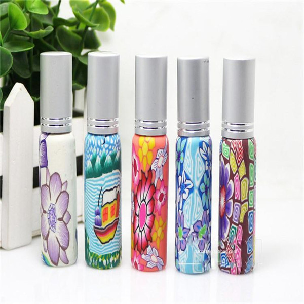 Hot pump 10ml Clay Glass Perfume Bottle Travel Polymer Clay Fimo Empty Spray Scent Bottle Pump Case Random Color B0300