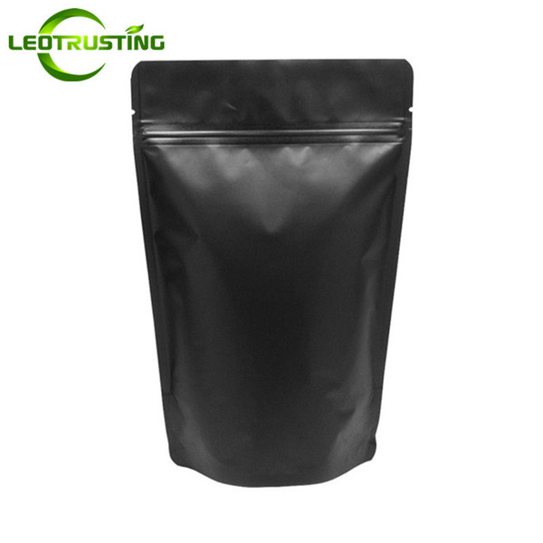 Leotrusting 50pcs/lot Matt Black Aluminum Foil Ziplock Bag Stand up Black Gift Zip Pouch Doypack Coffee Powder Nuts Biscuits Packaging Bag