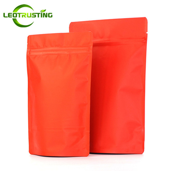 Leotrusting 50pcs/lot Matt Red Aluminum Foil Ziplock Bag Stand up Red Anti-oxygen Zipper Pouch Doypack Gift Foil Packaging Bag