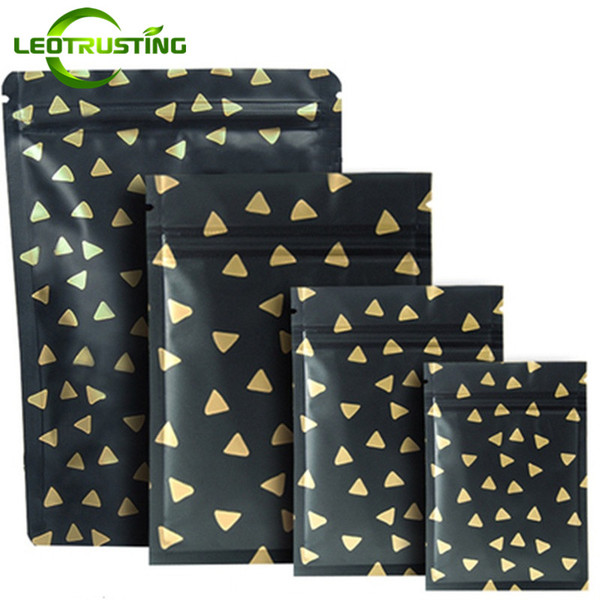 Leotrusting 100pcs/lot Creative Matt Black Aluminum Foil Ziplock Bag Resealable Heat Sealing Triangle Zipper Pouch Coffee Powder Cereals Bag