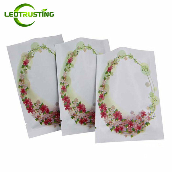 Leotrusting 100pcs/lot Elegant Open Top Aluminum Foil Flower Vacuum Bag Resealable Small Heat Sealing Sheet Facial Mask Powder Packaging Bag