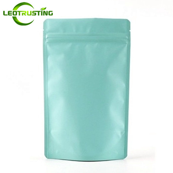 Leotrusting 50pcs/lot Matt Light Blue Aluminum Foil Ziplock Bag Stand up Blue Oxidation Proof Zipper Pouch Doypack Gift Foil Packaging