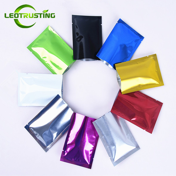 Leotrusting 100pcs/lot 9 Colors Open Top Aluminum Foil Bag Resealable Small Heat Sealing Powder Packaging Bag Accept 1 Color Printing