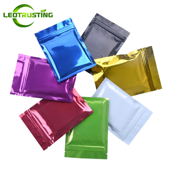 Leotrusting 100pcs/lot Flat Bottom 6 Colors Glossy Aluminum Foil Thick Ziplock Bag Color Foil Food Powder Snack Nuts Coffee Storage Bag