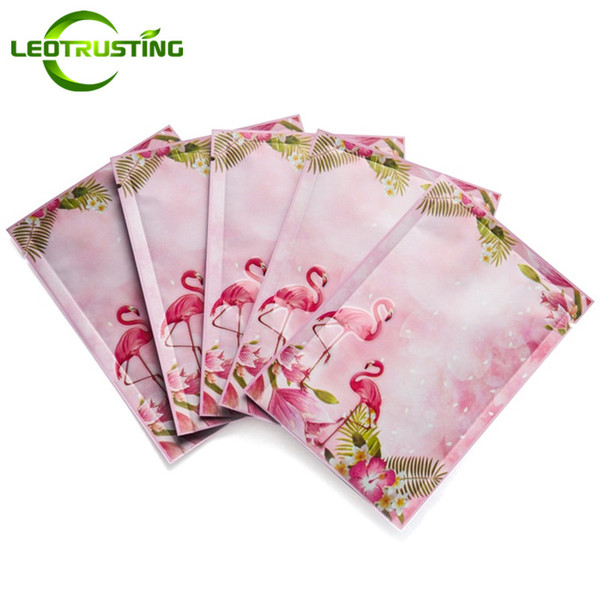 Leotrusting 200pcs/lot Flamingo Open Top Aluminum Foil Vacuum Bag Resealable Small Heat Sealing Sheet Facial Mask Foil Sealing Bags