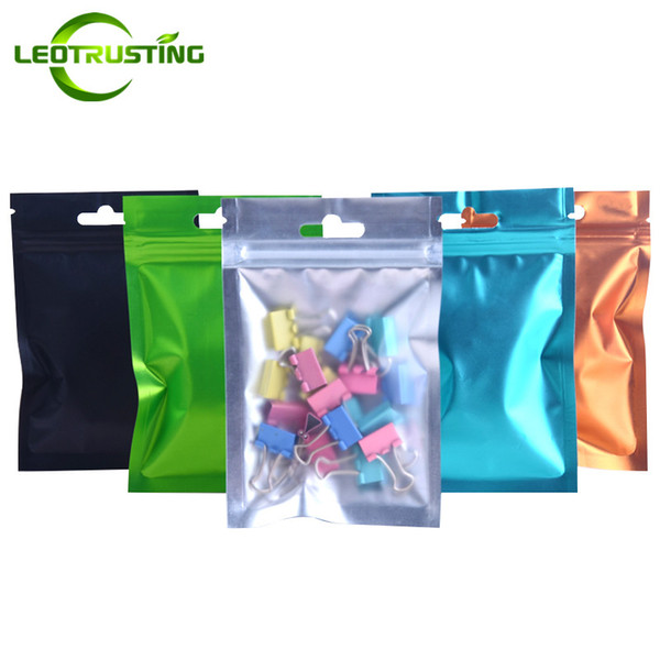 Leotrusting 300pcs/lot Clear Front Aluminum Foil Ziplock Bag Heat Sealing Hanging Pouch Small Powder Sugar Pills Packaging Bag