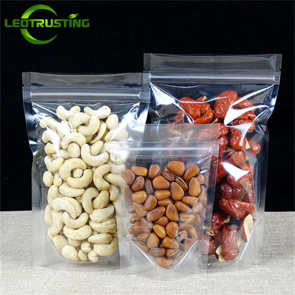 Leotrusting 100pcs/lot Stand up High Clear Plastic Ziplock Bag Plastic Display Packaging Bag Doypack Plastic Food Snack Nuts Storage Bag