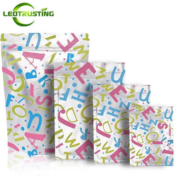 Leotrusting 100pcs/lot Creative Letters Aluminum Foil Ziplock Bag Resealable Heat Sealing Triangle Zipper Pouch Coffee Powder Cereals Bag