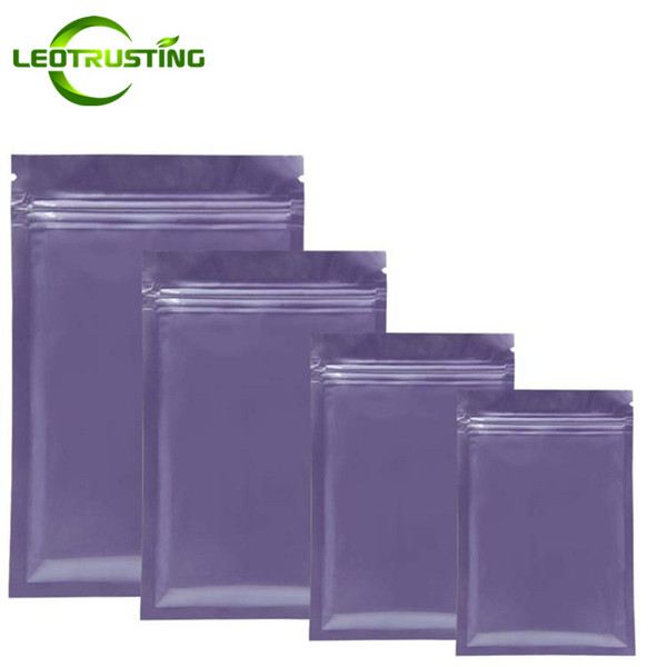 Leotrusting 1000pcs/lot Glossy Purple Flat Bottom Aluminum Foil Ziplock Bag Resealable Purple Heat Sealing Zipper Pouch Custom Printing Bag