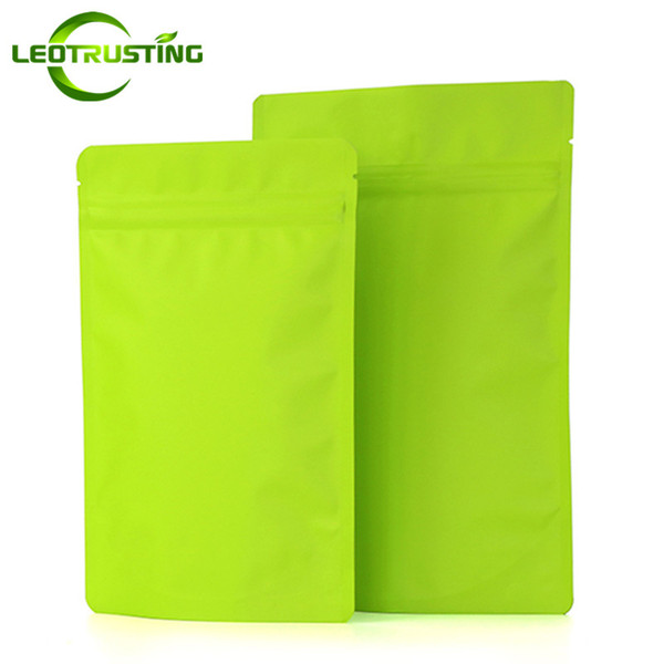 Leotrusting 50pcs/lot Matt Green Aluminum Foil Ziplock Bag Stand up Green Oxidation Proof Zipper Pouch Doypack Gift Foil Packaging