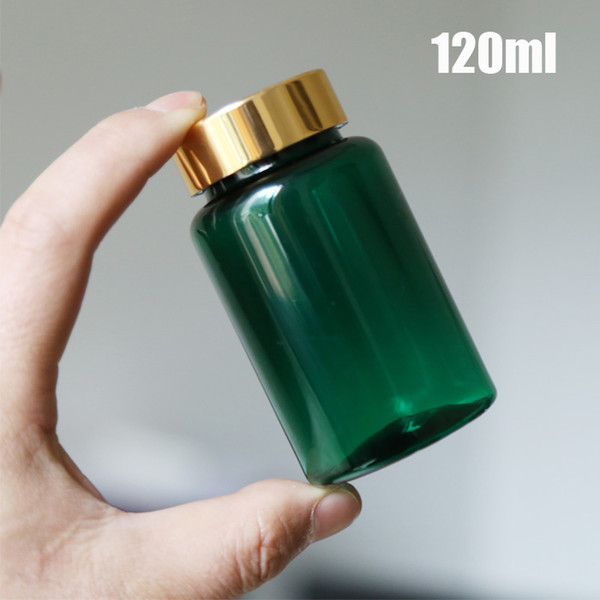 100pcs TOP 120ml Translucent Dark Green Color PET Plastic Bottles, Storage Bottles, Empty Bottles with Golden Caps & Seals