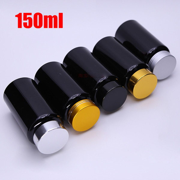 20PCS 150ml Light-proof Black Bottles, Plastic Bottles, Powder Bottles, Empty Bottles,Sample Bottle--5 Colors Aluminum Lids with Seals