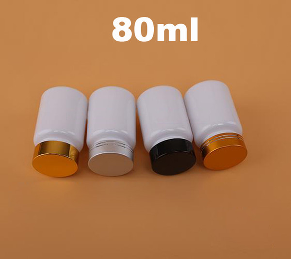 100PCS 80ML White PET Screw Cap Bottles, Packing Bottles, 80cc Plastic Bottles--White Color with Screw Aluminum Cap