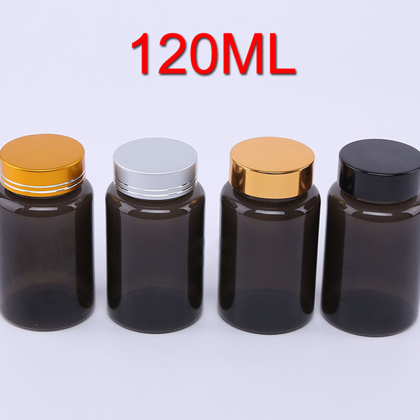 100pcs TOP 120ml Round Translucent Black PET Bottles, Powder Storages, Empty Sample Bottles, Plastic Bottles with Self Sticky Seals