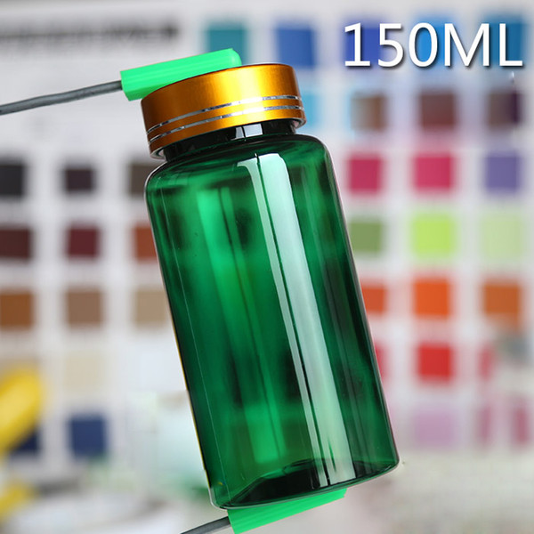 100PCS 150ml Green Color PET Sample Storages, Powder Bottles, Plastic Bottles, Solid Bottles---4 Colors Metal Caps with Sensitive Seals