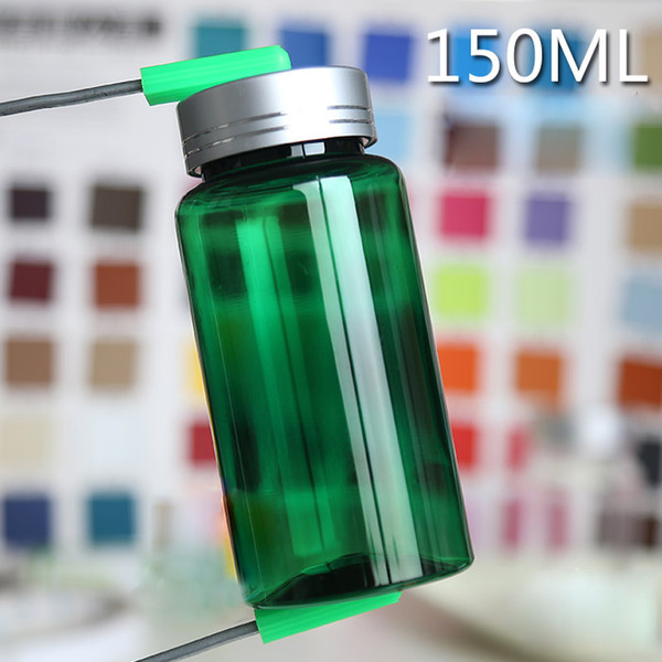 100PCS TOP 150ml Green Color PET Packing Bottles, Powder Bottles, Plastic Bottles, Solid Bottles---4 Colors Metal Caps with Sensitive Seals