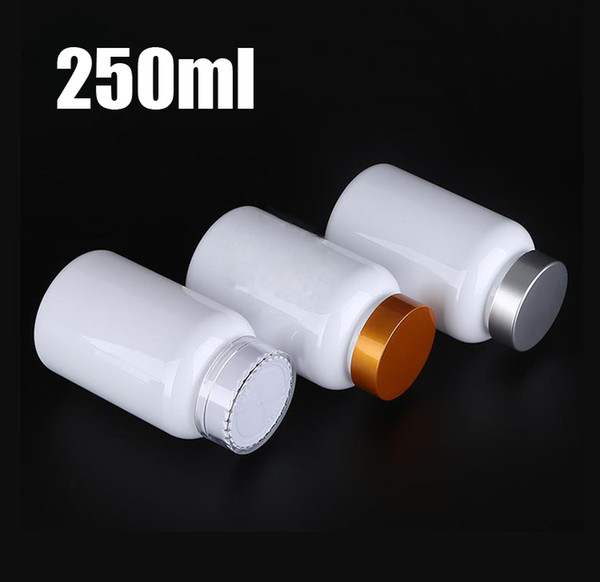 20PCS 250ml White Color PET Bottles, Empty Bottle, Solid Containers, Plastic Storages with Golden/Silver/Child-proof Caps & Seals