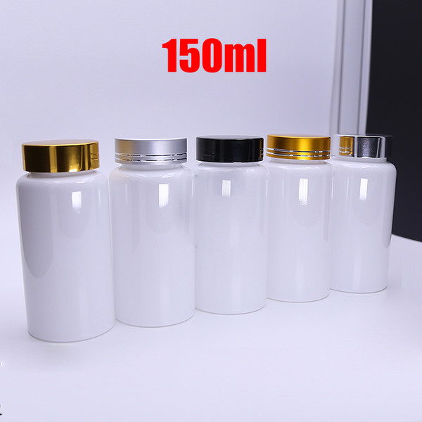 20PCS 150ml White Color Solid Bottles, Packing Plastic Bottles, PET Bottles, Empty Bottles--5 Colors Aluminum Lids with Seals