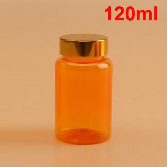 100pcs TOP 120ml Translucent Orange PET Bottles, Powder Storages, Empty Sample Bottles, Plastic Bottles with 4 Colors Caps & Sensitive Seals