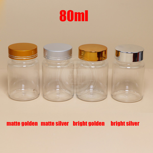 100PCS 80ML/80CC Transparent PET Solid Bottles, Plastic Bottle, Empty Bottle, Packing Conrainers with Metal Cap