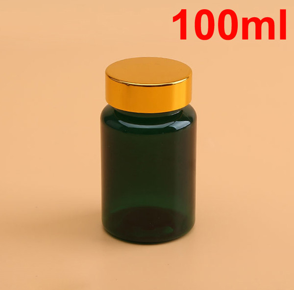 100pcs 100ml Translucent Dark Green Bottles, Samll PET Bottles, Plastic Bottles with Screw Aluminum Caps & Self Sticky Seals