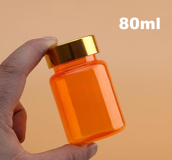 100PCS NEW 80ML Translucent Orange Color Plastic Bottles, PET Bottles, Packing Containers