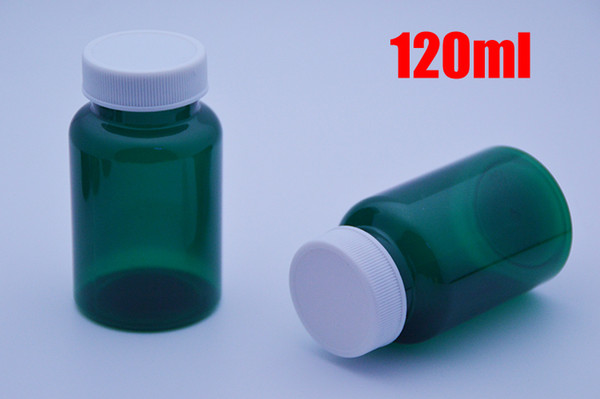 100pcs 120ml Translucent Green PET Bottles,Plastic Bottles, Samples Bottles, Powder Bottles With Flat White Caps