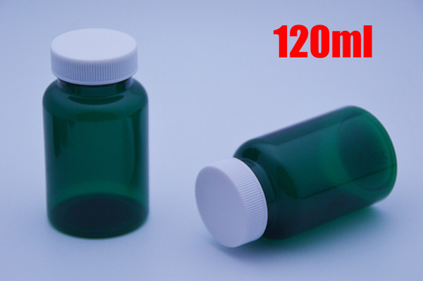 100pcs 120ml Translucent Green PET Plastic Bottles, Powder Packing Bottles, Empty Bottles With Flat White Caps