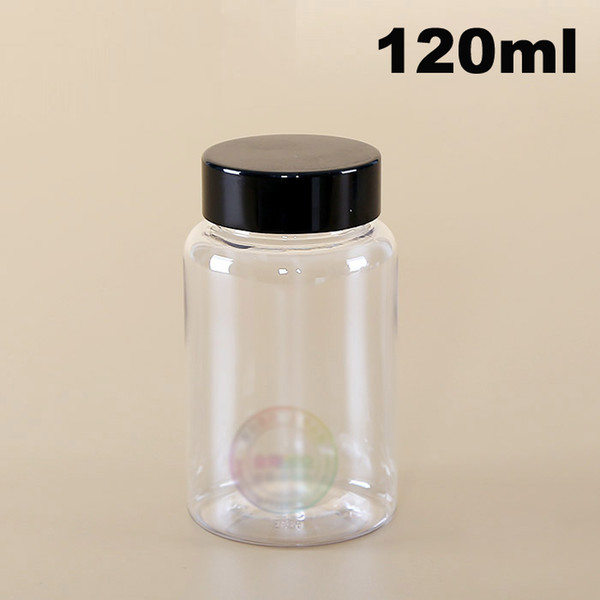 100pcs 120ml PET Transparent Bottles, Samll Empty Bottles, Plastic Packing Bottles with Aluminum Caps & Self Sticky Seals