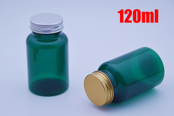 100pcs 120ml Translucent Green PET Plastic Bottles, Powder Bottles, Empty Solid Bottles with Aluminum Caps & Self Sticky Seals