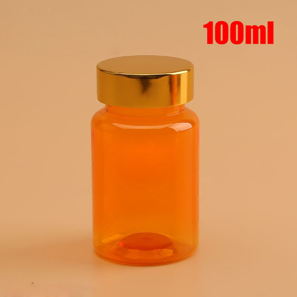 100pcs 100ml PET Bottle, Translucent Orange Bottles, Plastic Bottles with Metal Screw Caps