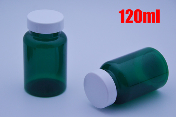 100pcs 120ml Translucent Green PET Plastic Bottles, Powder Packing Bottles, Empty Bottles With PS White Caps & Self Sticky Seals