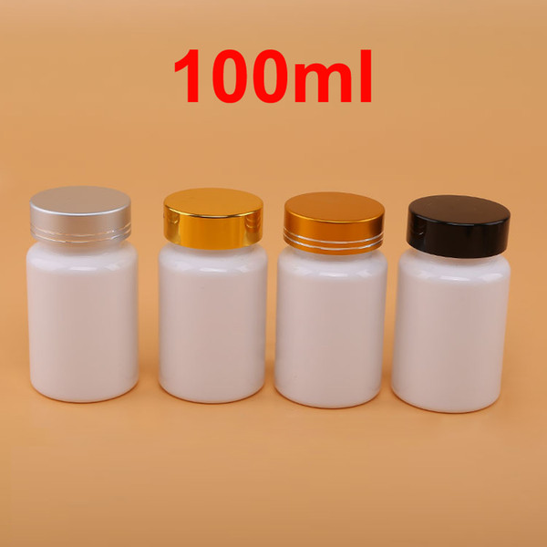 100PCS TOP Grade 100cc PET Bottles, Solid Bottles, 100ml Plastic Empty Bottle--White Color With Metal Screw Cap