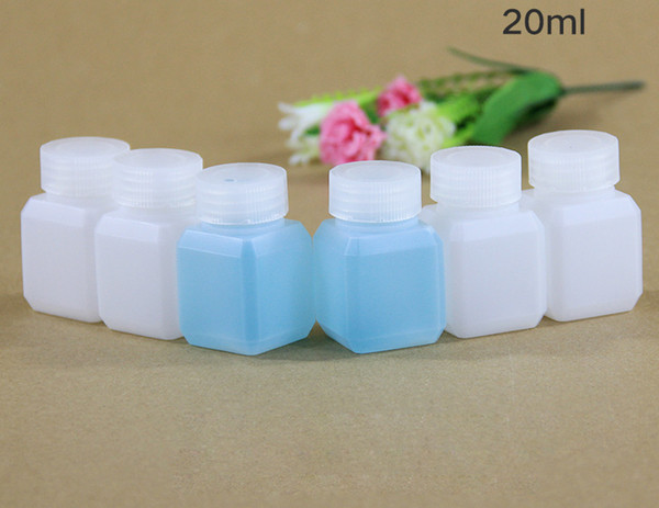 (200pcs/lot) 20ml Translucent Thick Square HDPE Chemical Bottle, Liquid Plastic Bottle