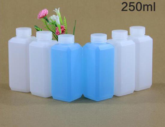 (100pcs/lot) 250ml / 250g Square HDPE Acid and Alkali Resistant Small Cap Plastic Bottle,Liquid Bottle, Reagent Bottle