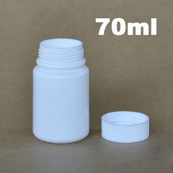 (100pcs/lot) 70ml/70g Round White HDPE Pill Bottle,Capsule Bottle,Sample Bottle,Plastic Bottle with Aluminum Foil Pad