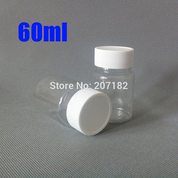 (100pcs/lot) 60ml/60g Clear Color PET Wide CapMedical Empty Bottle,Capsule Bottle,Plastic Bottle with Aluminum Foil Pad