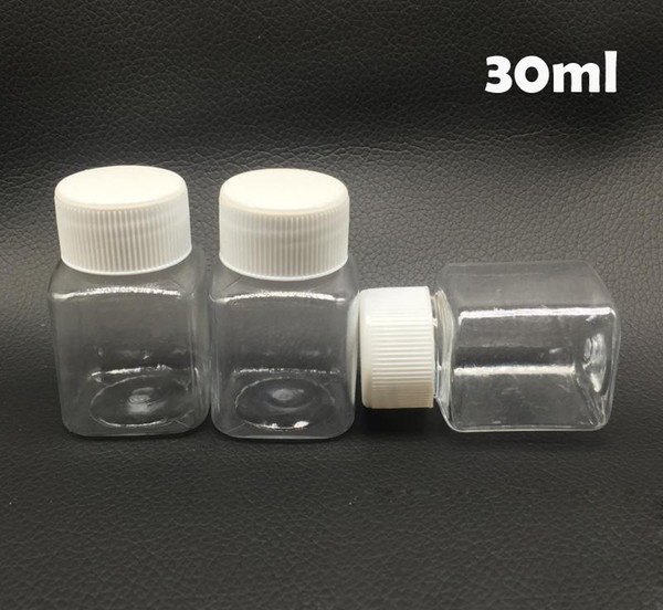 (100pcs/lot) 30ml/30g Transparent Square PET Bottle, Packing Bottle, Capsule Bottle, Plastic Bottle with aluminium foil pad