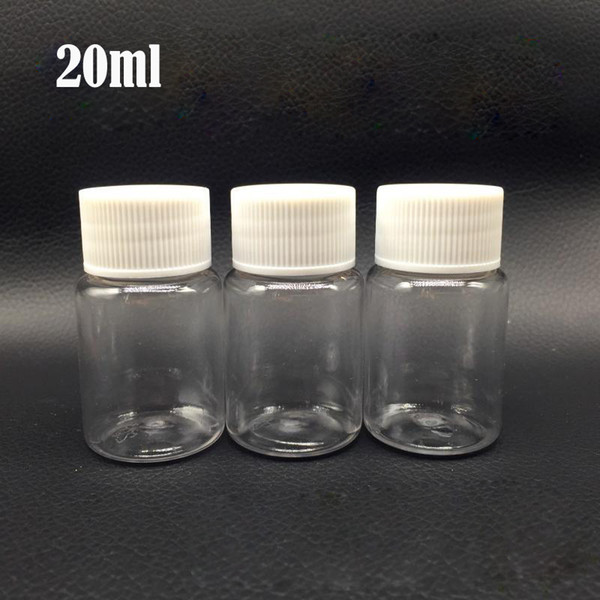 (100pcs/lot) 20ml/20g Transparent PET Bottle,Empty Bottle,Capsule Bottle, Plastic Bottle ~ Scew Cap