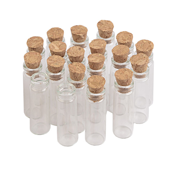 100units 1ml 2ml Cute Glass Charms Bottles Pendants With Cork Small Wishing Bottle Charm Vial Pendants Necklace