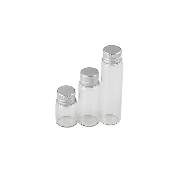 Small Glass Bottles with Screw Alumunium Cap 2ml 4ml 6ml Clear Transparent Mini Tiny Vials Containers Cute Wishes Bottle 50pcs