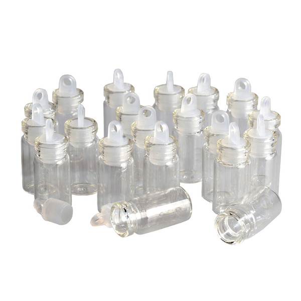 100 units 11x22x7mm 1ml Mini Transparent Clear Glass Bottles With Sealing Rubber Cover Empty Glass Vials Jars Wishes Bottles