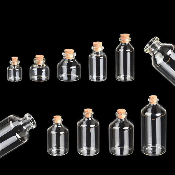 Transparent Glass Cork Bottles Crafts Vials Clear Glass Empty Wishing Bottles 4ml to 110ml Jars Containers Diy Vials 24pcs